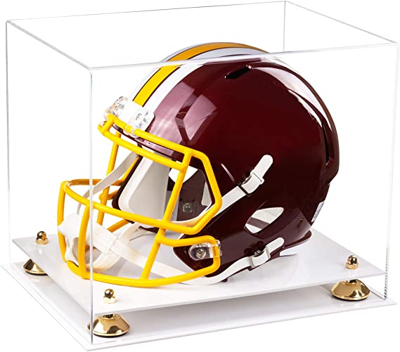 Helmet Display Case-White-Base_Gold_Risers