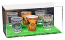 Clear acrylic display case with turf base