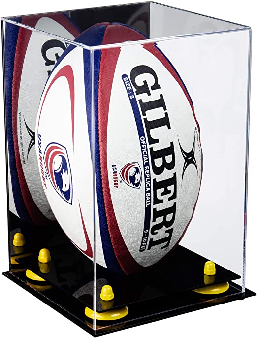 Acrylic Rugby Ball Display Case Vertical - Mirror No Wall Mount (A060/B42)