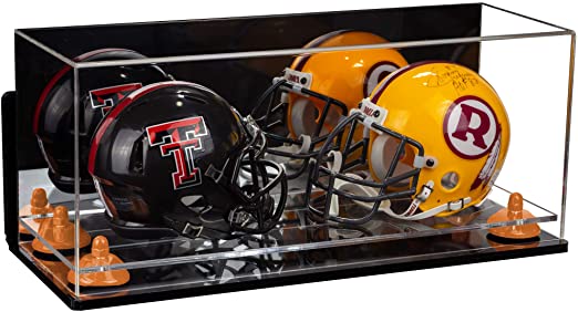 2 Mini Helmet or Mini Football with Mini Helmet Display Case - Mirror  Wall Mounts (B46/V46/A019)