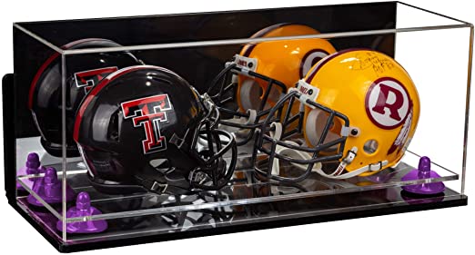 2 Mini Helmet or Mini Football with Mini Helmet Display Case - Mirror  Wall Mounts (B46/V46/A019)