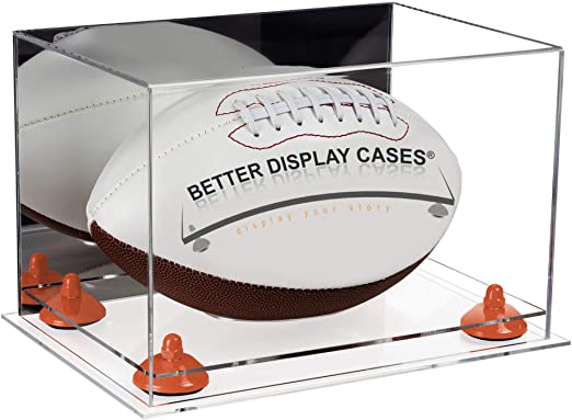 Full-Size Football Display Case Horizontal - Mirror No Wall Mounts (B41/A004)