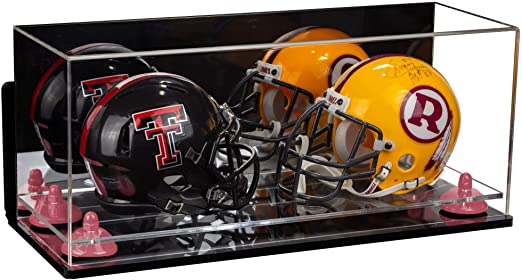 2 Mini Helmet or Mini Football with Mini Helmet Display Case - Mirror  Wall Mounts (B46/V46/A019)