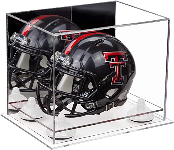 Mini/Miniature Football Helmet (not Full Size) Display Case - Mirror no Wall Mounts (A003/V45)