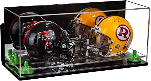 2 Mini Helmet or Mini Football with Mini Helmet Display Case - Mirror  Wall Mounts (B46/V46/A019)