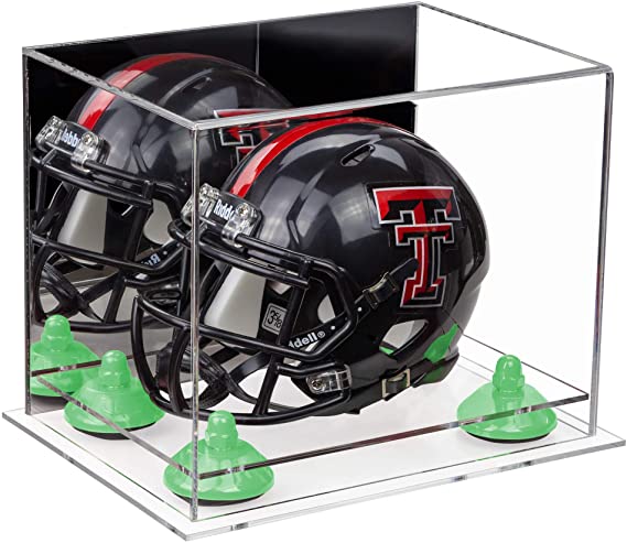 Mini/Miniature Football Helmet (not Full Size) Display Case - Mirror no Wall Mounts (A003/V45)