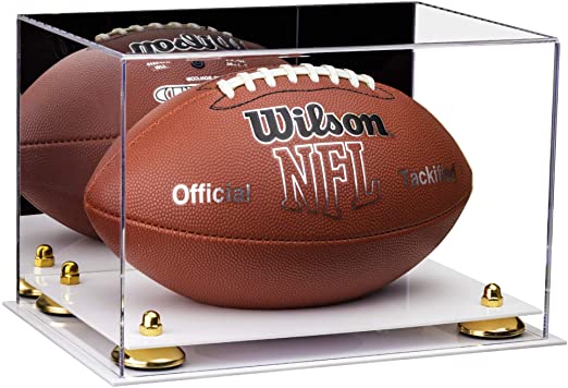 Full-Size Football Display Case Horizontal - Mirror No Wall Mounts (B41/A004)