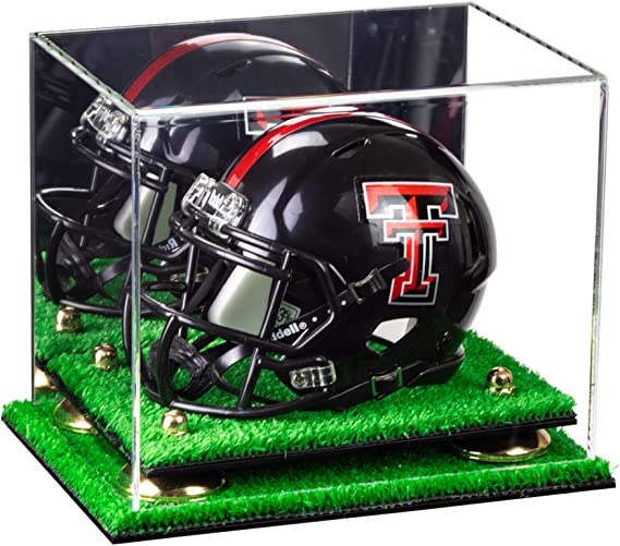 Mini/Miniature Football Helmet (not Full Size) Display Case - Mirror no Wall Mounts (A003/V45)