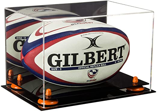 Acrylic Rugby Ball Display Case - Mirror No Wall Mount (B41/A004)