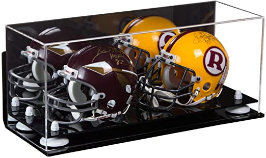 2 Mini Helmet or Mini Football with Mini Helmet Display Case - Mirror  Wall Mounts (B46/V46/A019)