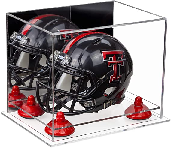 Mini/Miniature Football Helmet (not Full Size) Display Case - Mirror no Wall Mounts (A003/V45)