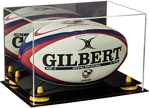 Acrylic Rugby Ball Display Case - Mirror No Wall Mount (B41/A004)