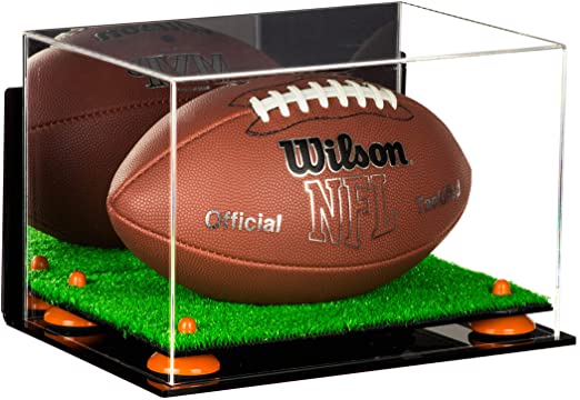 Deluxe UV Protected Football Display Case With Mirror - Wall Mount, Full Size