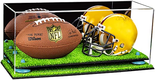 2 Mini Helmet or Mini Football with Mini Helmet Display Case - Mirror (B46/V46/A019)