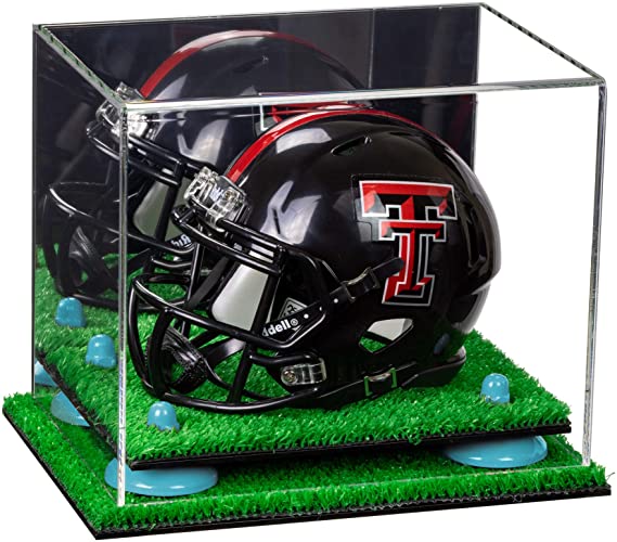 Mini/Miniature Football Helmet (not Full Size) Display Case - Mirror no Wall Mounts (A003/V45)