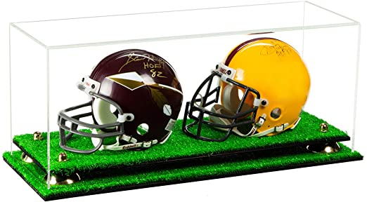 2 Mini Helmet or Mini Football with Mini Helmet Display Case - Clear (V46/A019)