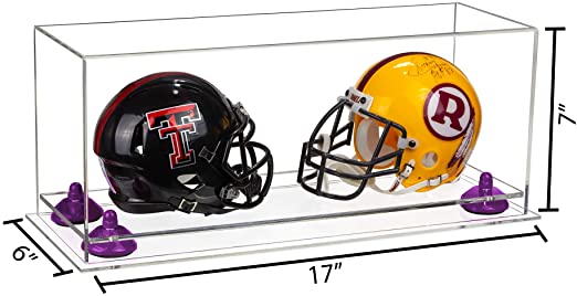 2 Mini Helmet or Mini Football with Mini Helmet Display Case - Clear (V46/A019)