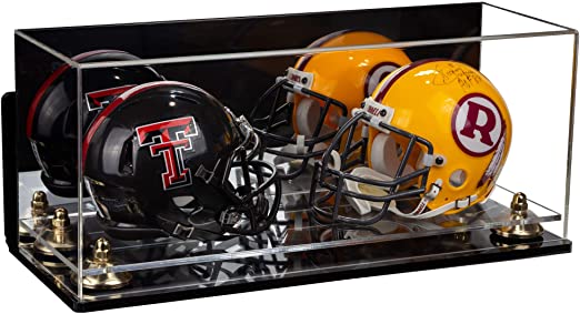 2 Mini Helmet or Mini Football with Mini Helmet Display Case - Mirror  Wall Mounts (B46/V46/A019)