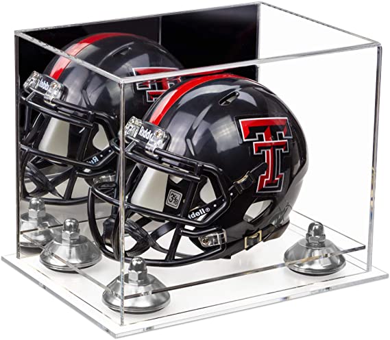 Mini/Miniature Football Helmet (not Full Size) Display Case - Mirror no Wall Mounts (A003/V45)