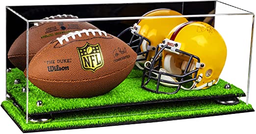 2 Mini Helmet or Mini Football with Mini Helmet Display Case - Mirror (B46/V46/A019)