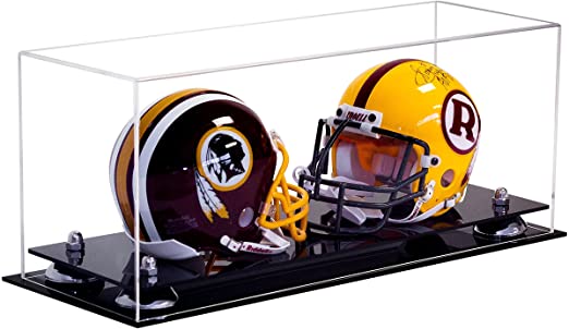 2 Mini Helmet or Mini Football with Mini Helmet Display Case - Clear (V46/A019)