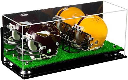2 Mini Helmet or Mini Football with Mini Helmet Display Case - Mirror  Wall Mounts (B46/V46/A019)