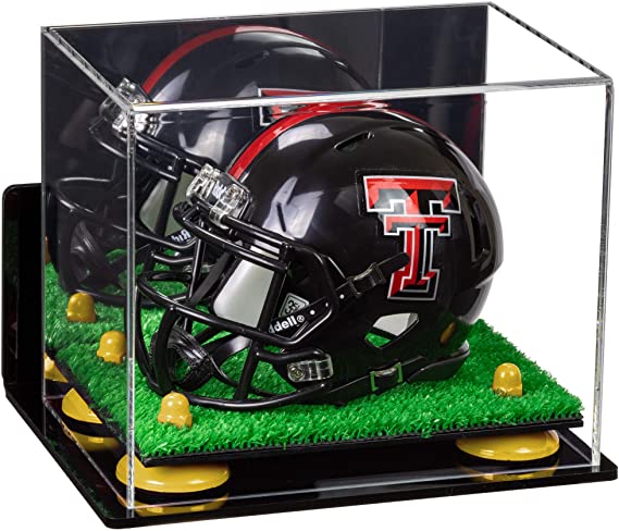 Mini/Miniature Football Helmet (not Full Size) Display Case - Mirror no Wall Mounts (A003/V45)