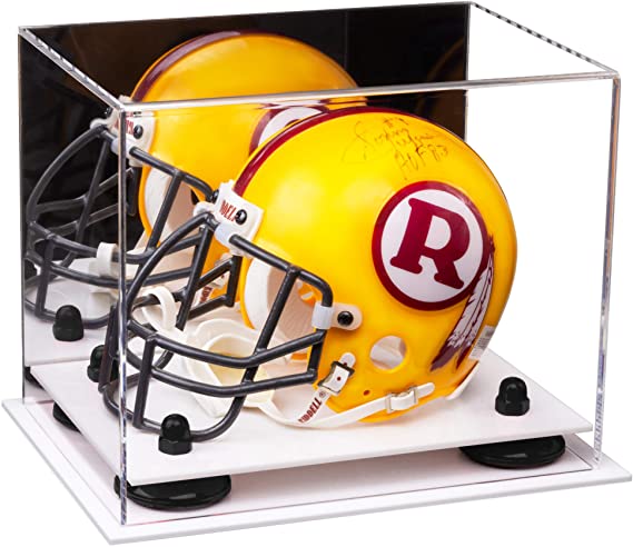 Mini/Miniature Football Helmet (not Full Size) Display Case - Mirror no Wall Mounts (A003/V45)