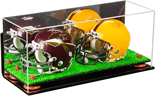 2 Mini Helmet or Mini Football with Mini Helmet Display Case - Mirror  Wall Mounts (B46/V46/A019)