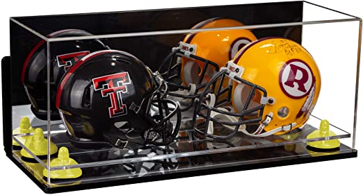 2 Mini Helmet or Mini Football with Mini Helmet Display Case - Mirror  Wall Mounts (B46/V46/A019)