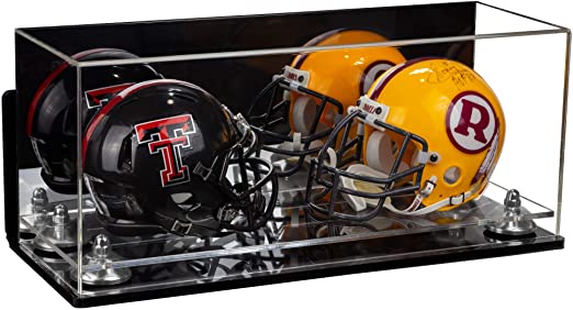 2 Mini Helmet or Mini Football with Mini Helmet Display Case - Mirror  Wall Mounts (B46/V46/A019)