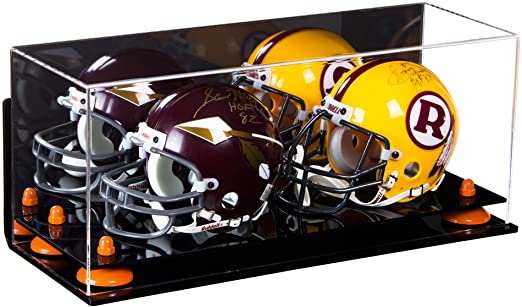 2 Mini Helmet or Mini Football with Mini Helmet Display Case - Mirror  Wall Mounts (B46/V46/A019)
