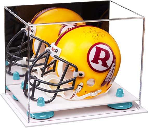 Mini/Miniature Football Helmet (not Full Size) Display Case - Mirror no Wall Mounts (A003/V45)