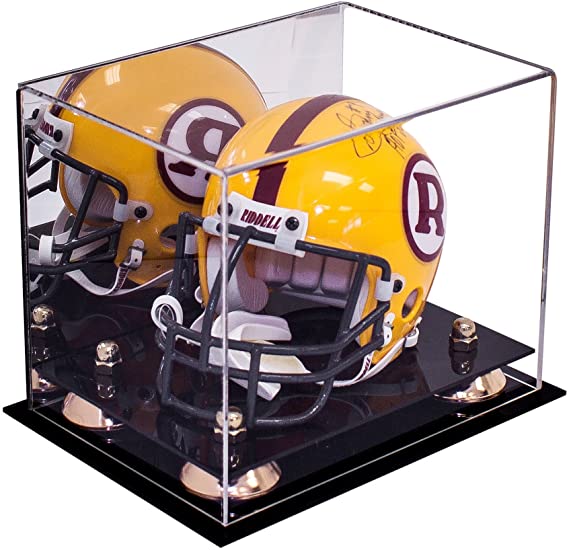 Mini/Miniature Football Helmet (not Full Size) Display Case - Mirror no Wall Mounts (A003/V45)