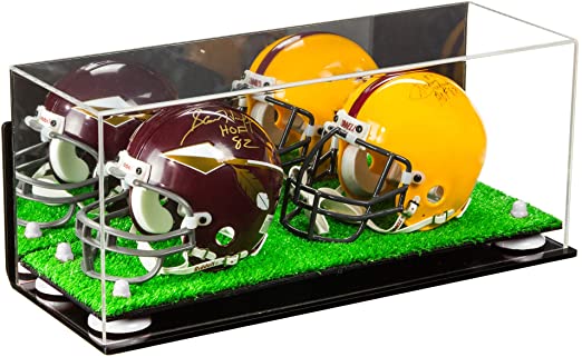2 Mini Helmet or Mini Football with Mini Helmet Display Case - Mirror  Wall Mounts (B46/V46/A019)