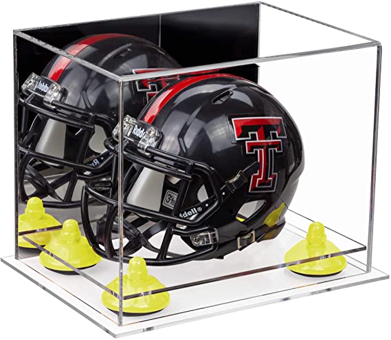 Mini/Miniature Football Helmet (not Full Size) Display Case - Mirror no Wall Mounts (A003/V45)