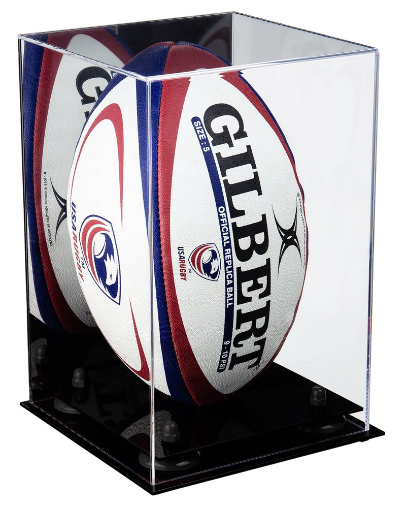 Acrylic Rugby Ball Display Case Vertical - Mirror No Wall Mount (A060/B42)