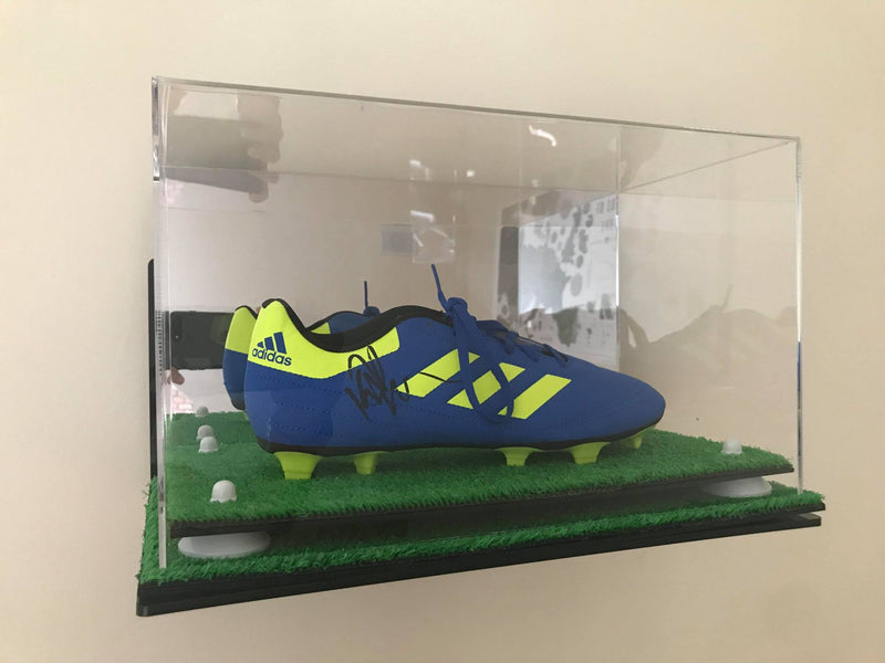 cleat/shoe display case (with wall mount) to display a pair of cleats autographed by Kostas Manolas.