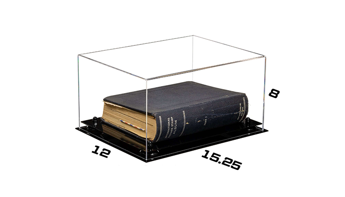 Deluxe Clear Acrylic Book Display Case with White Base (A030B-WDS