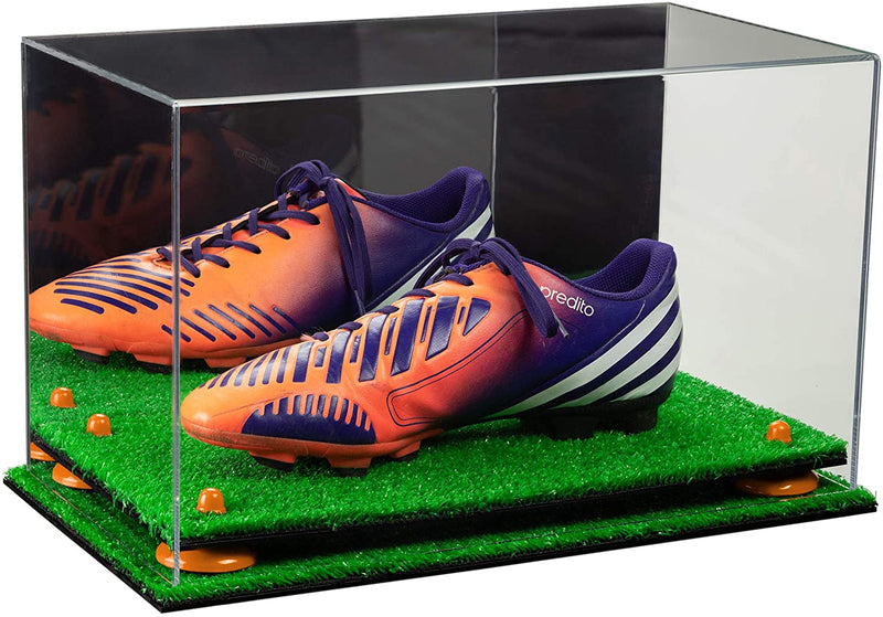 Acrylic Large Single Shoe Display Case for Basketball Shoe, Soccer, Football Cleat - 15x8x9 Mirror No Wall Mounts (V11/A013)