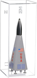 rocket display case with clear wall mount slide back